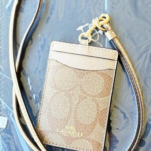 Coach Metallic Gold Lanyard Card Holder